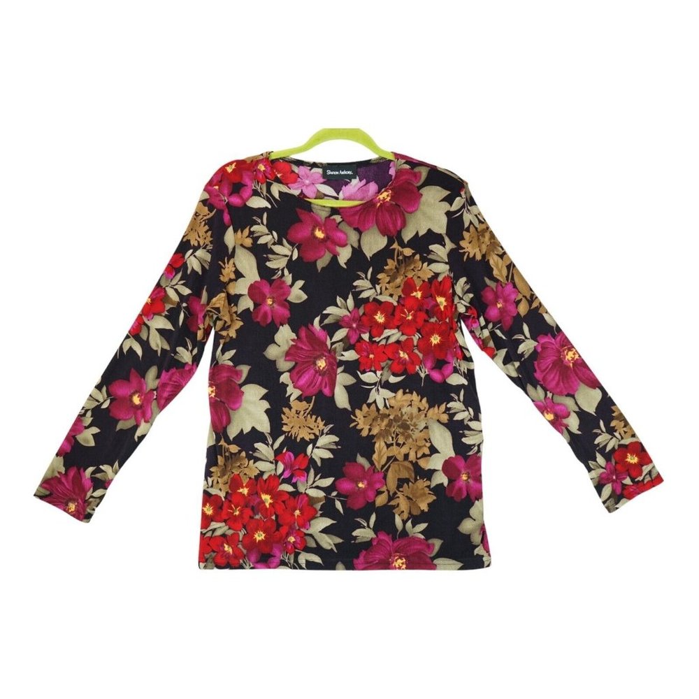 Vintage Women's Sharon‎ Anthony Y2K Long Sleeve Floral Shirt Large Made in USA